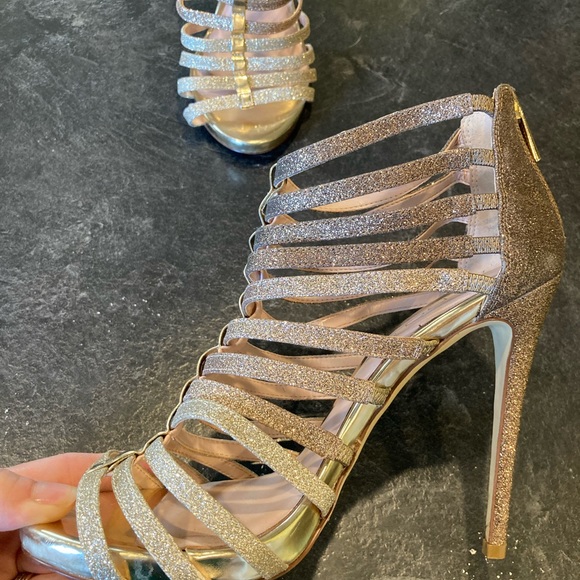 Women's ALDO gold bronze ombré glitter stiletto heels sandals shoes size 8.5 - Picture 3 of 11